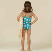 Baby Girls’ One-Piece Swimsuit Blue with Flower Print