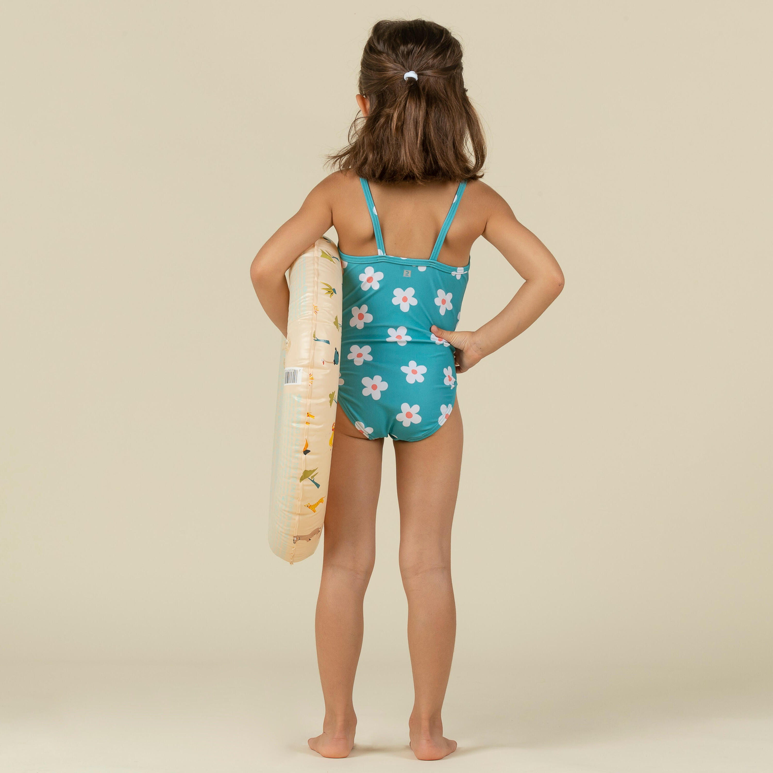 Baby Girls' One-Piece Swimsuit Blue with Flower Print 10/11