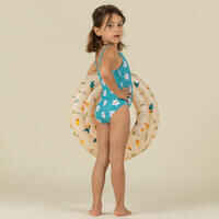 Baby Girls’ One-Piece Swimsuit Blue with Flower Print