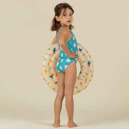 Baby Girls' One-Piece Swimsuit Blue with Flower Print