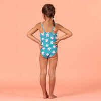 Baby Girls’ One-Piece Swimsuit Blue with Flower Print