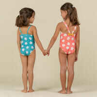 Baby Girls' One-Piece Swimsuit Blue with Flower Print