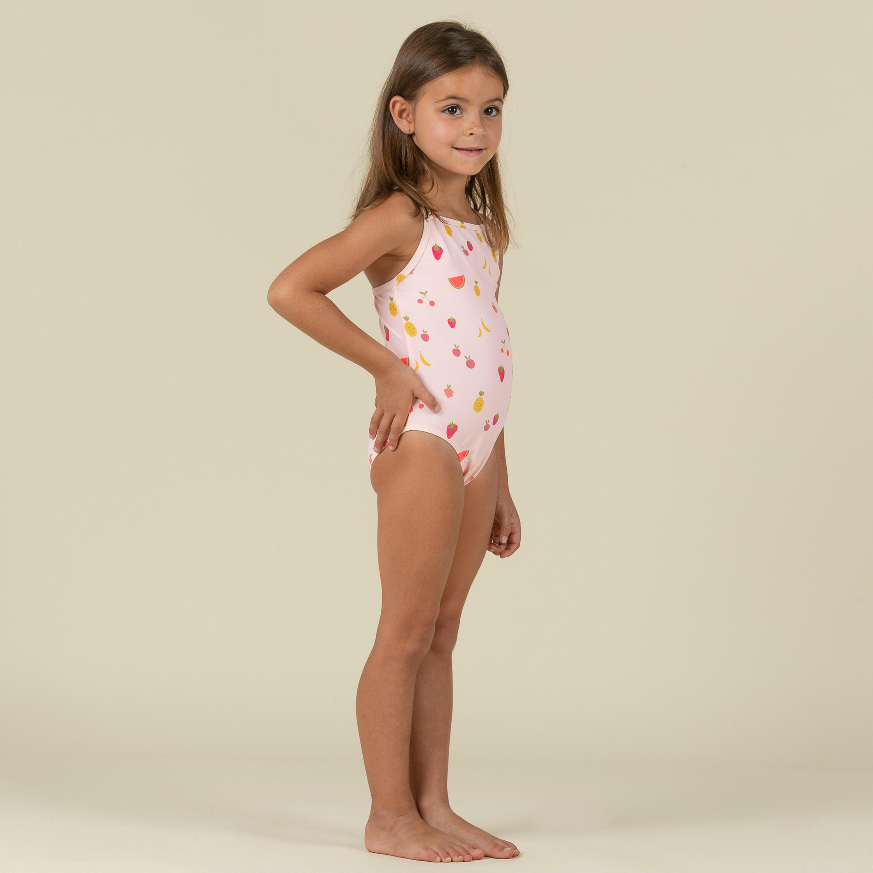 Maillot de bain bébé fille une pièce rose avec imprimé fruits 2/8