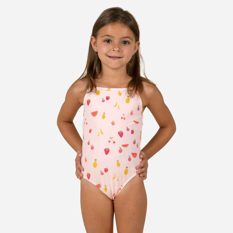 Baby Girls' One-Piece Swimsuit pink with Fruit print