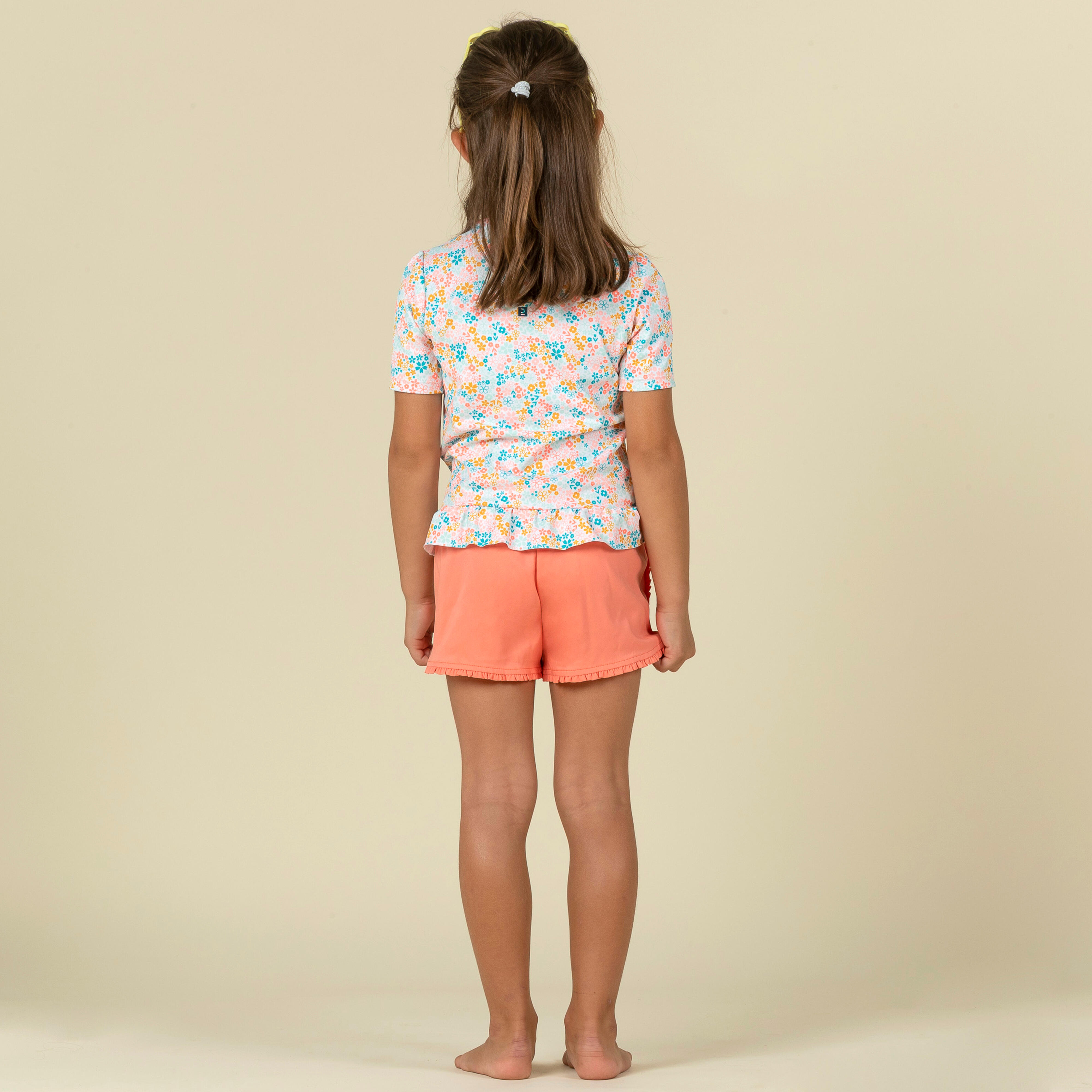 Baby Short-Sleeved Anti-UV T-Shirt with Flower Print Soft & Sun-Resistant