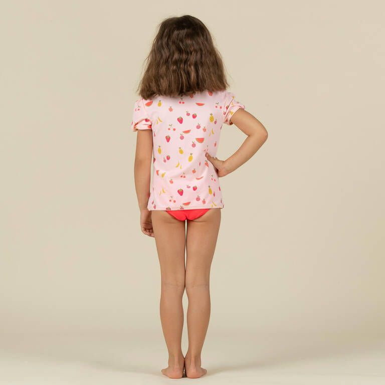 Baby Girls' Tankini Swimsuit Top dark pink fruit print