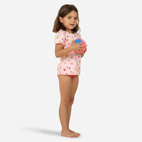 Baby Girls' Tankini Swimsuit Top dark pink fruit print