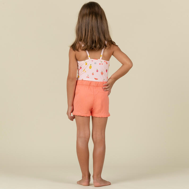 Bañador bebé Niña pantalón short naranja coral