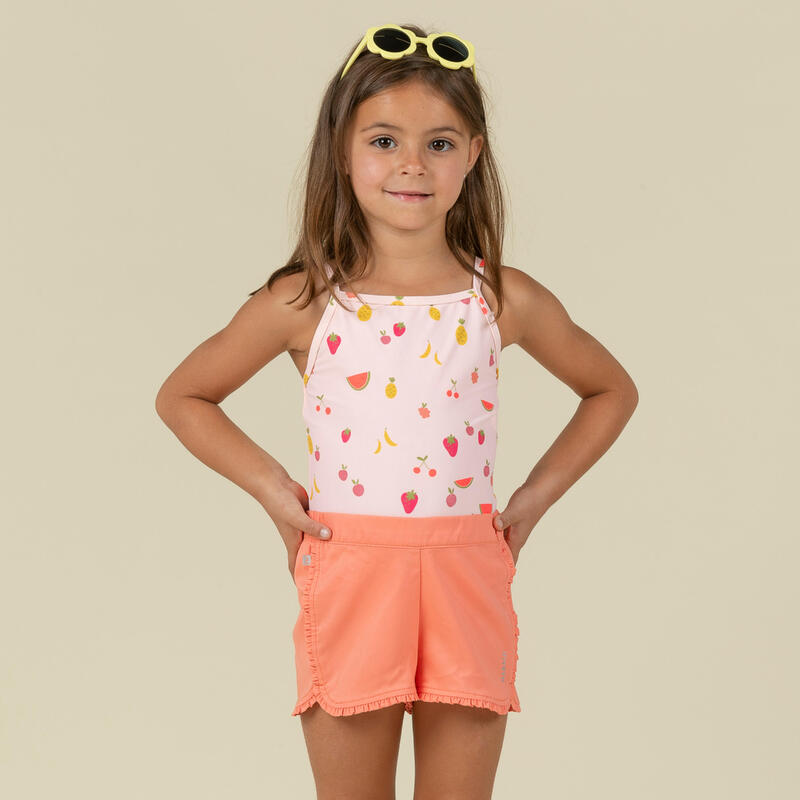 Bañador bebé Niña pantalón short naranja coral