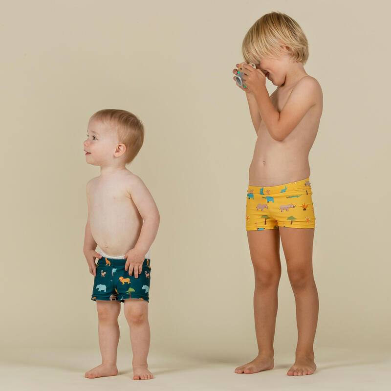 Badehose Boxer Baby/Kinder - Druckmotiv Savanne dunkelblau 