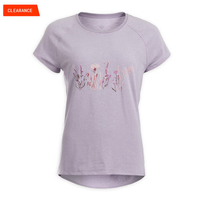 Women Yoga Cotton T-Shirt - Lavender Print