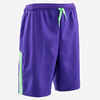 Detské futbalové šortky Viralto Alpha fialovo-zelené