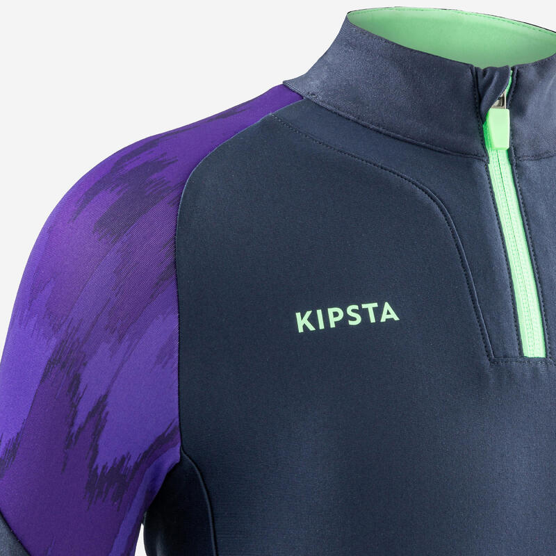 Sweat de football 1/2 zip VIRALTO JR ALPHA marine, violet et vert d'eau