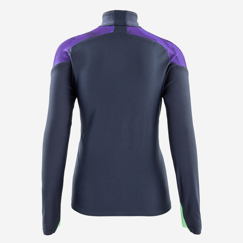 Sweat de football 1/2 zip VIRALTO JR ALPHA marine, violet et vert d'eau