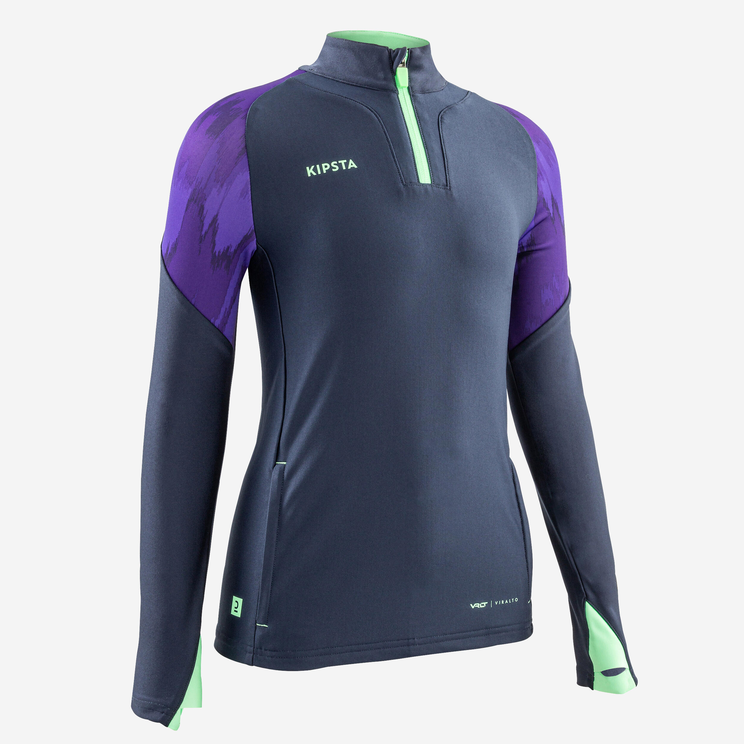 Decathlon | Felpa calcio bambino VIRALTO ALPHA 1/2 zip blu-lilla-verde |  Kipsta