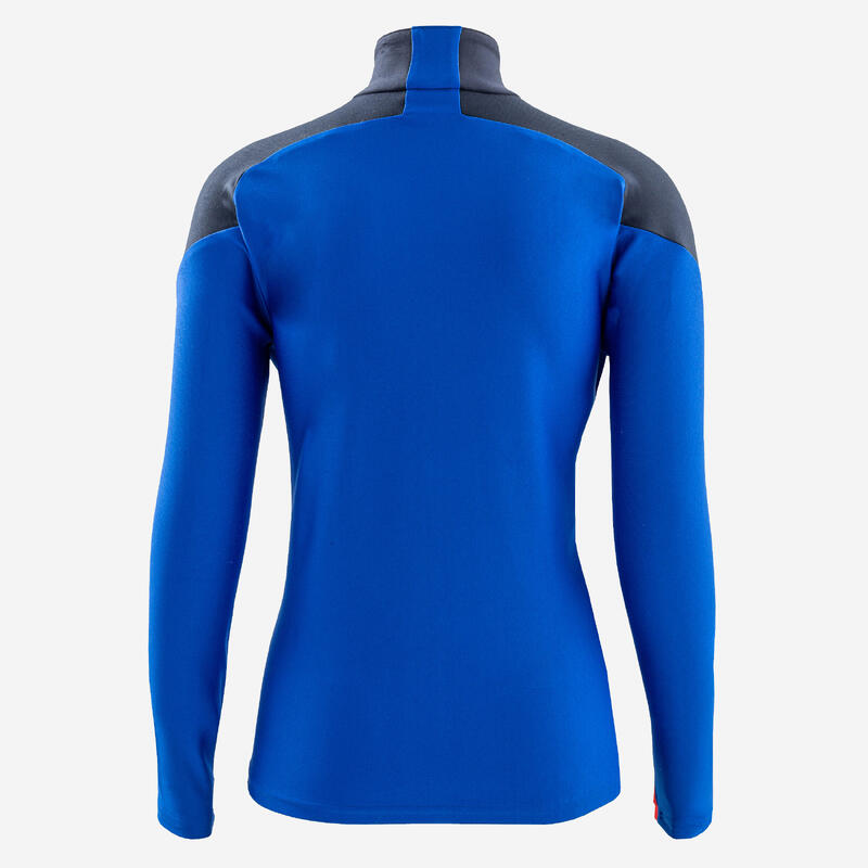 Kinder Fussball Sweatshirt mit Reissverschluss - Viralto blau/neonorange 