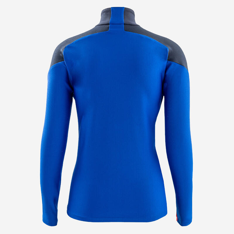 Sweat de football 1/2 zip VIRALTO JR KIDS bleu, marine et orange fluo