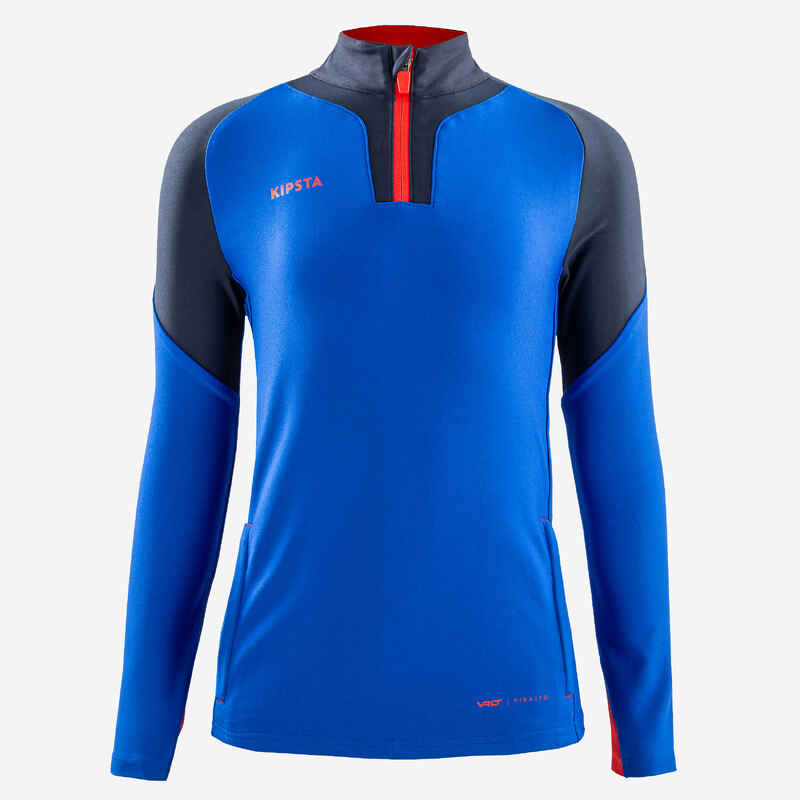 Kinder Fussball Sweatshirt mit Zip - Viralto blau/neonorange