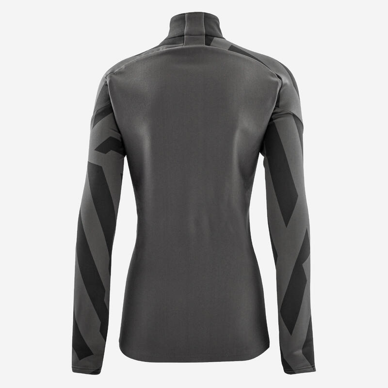 Voetbalsweater met halve rits VIRALTO AXTON grijs/zwart/fluoroze