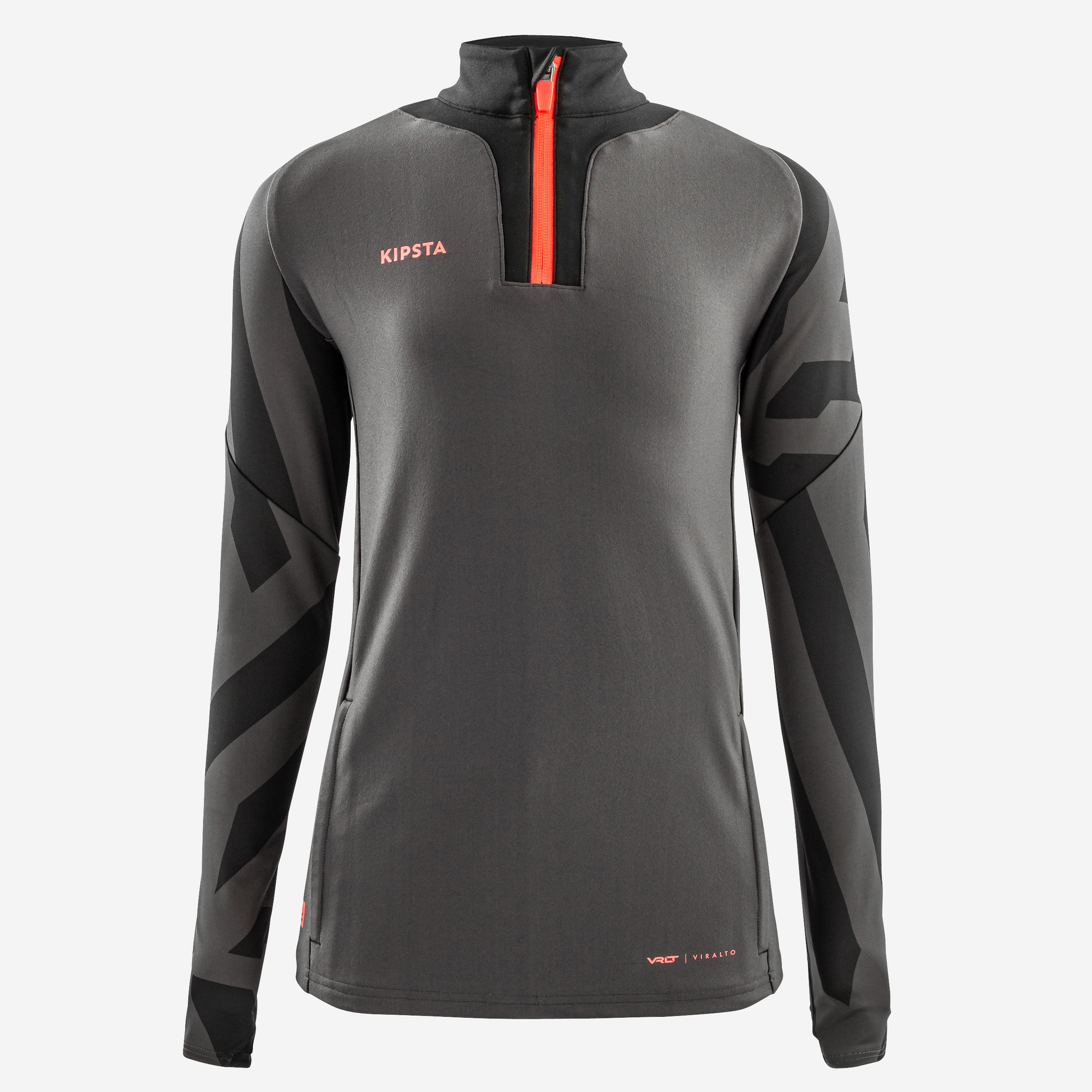 Sweat de football 1/2 zip VIRALTO JR AXTON gris, noir & rose fluo