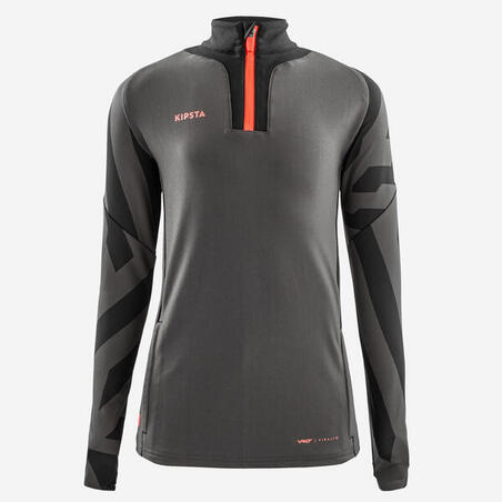 Sweatshirt för fotboll - Viralto Axton - Junior grå/svart/neonrosa  