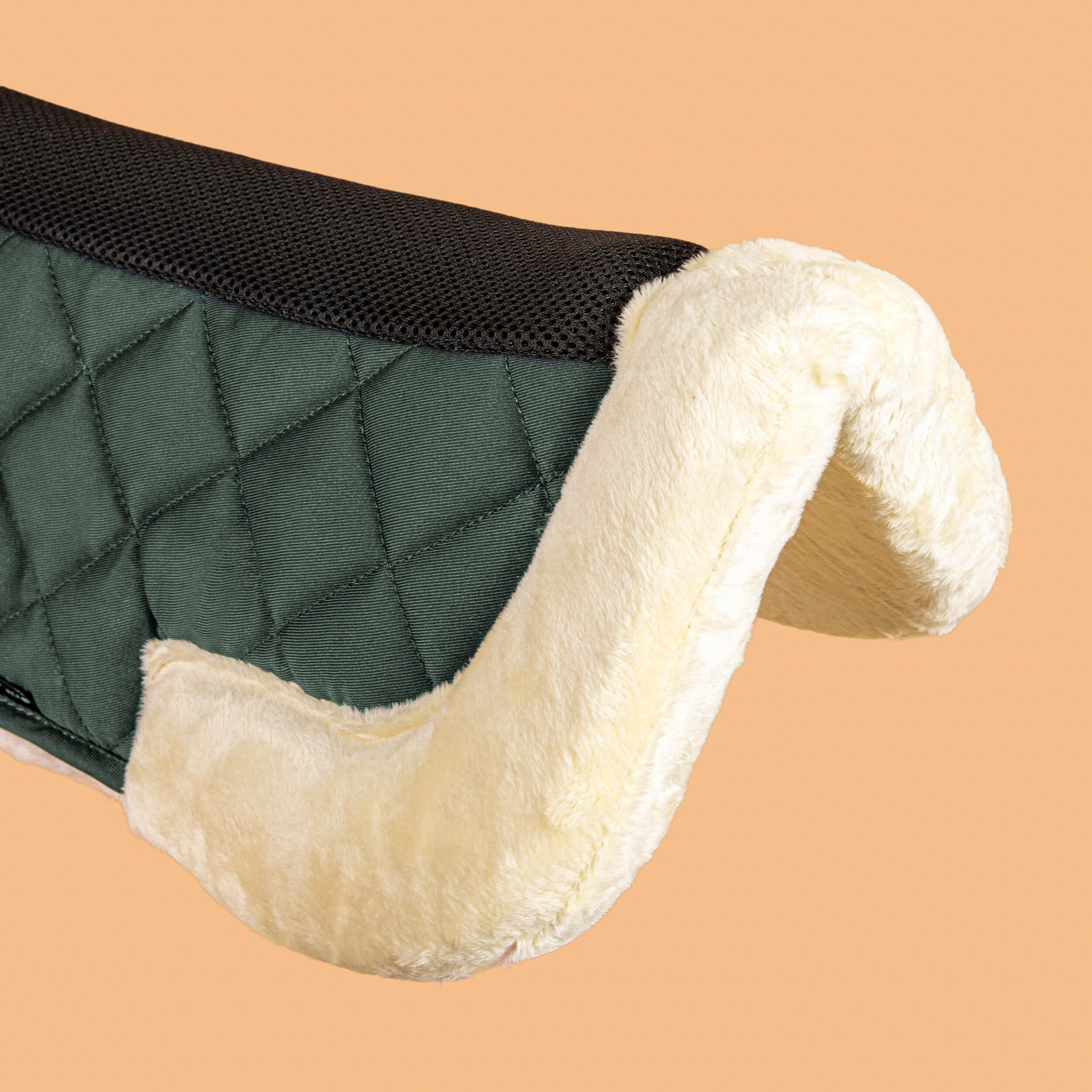 Horse Riding Synthetic Sheepskin Saddle Pad for Horse and Pony 500 - Green 7/7