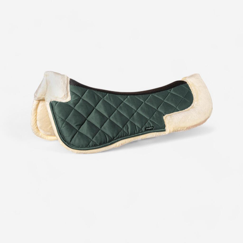 Horse Riding Synthetic Sheepskin Saddle Pad for Horse and Pony 500 - Green