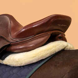 Horse Riding Synthetic Sheepskin Saddle Pad for Horse and Pony 500 - Green