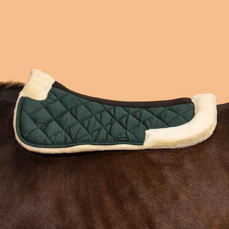 Synthetic Sheepskin Horse & Pony Saddle Pad 500 - Dark Green