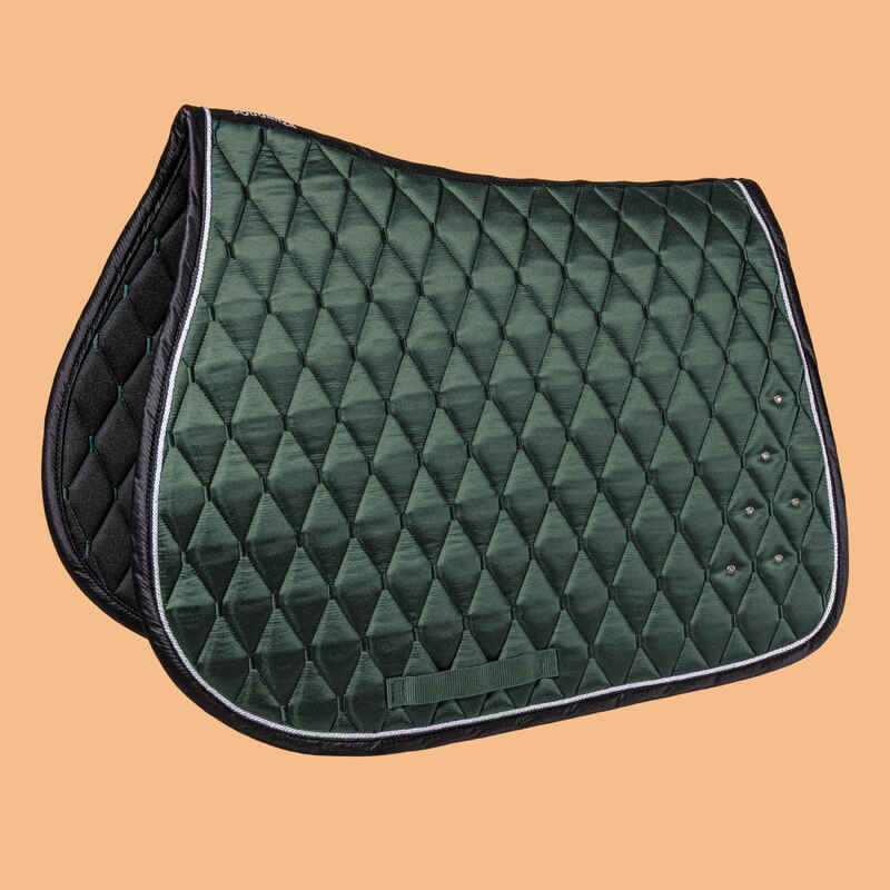 Horse & Pony Saddle Cloth 500 - Rhinestones/Dark Green