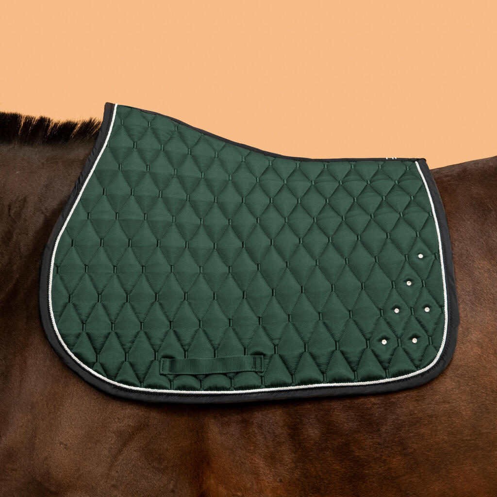 Horse & Pony Saddle Cloth 500 - Rhinestones/Dark Green