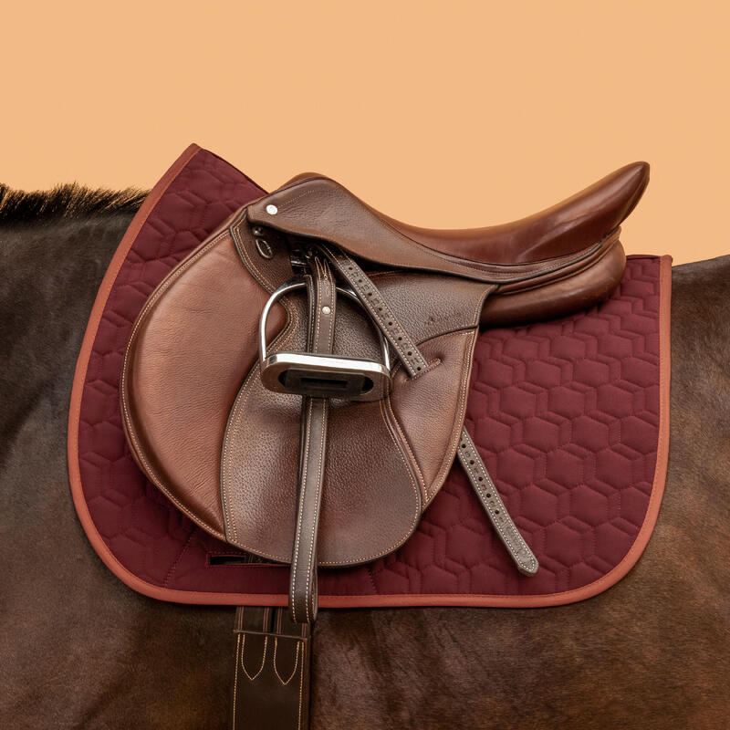 Mantilla Silla Equitación Caballo/Poni 500 Burdeos Terracota Reversible