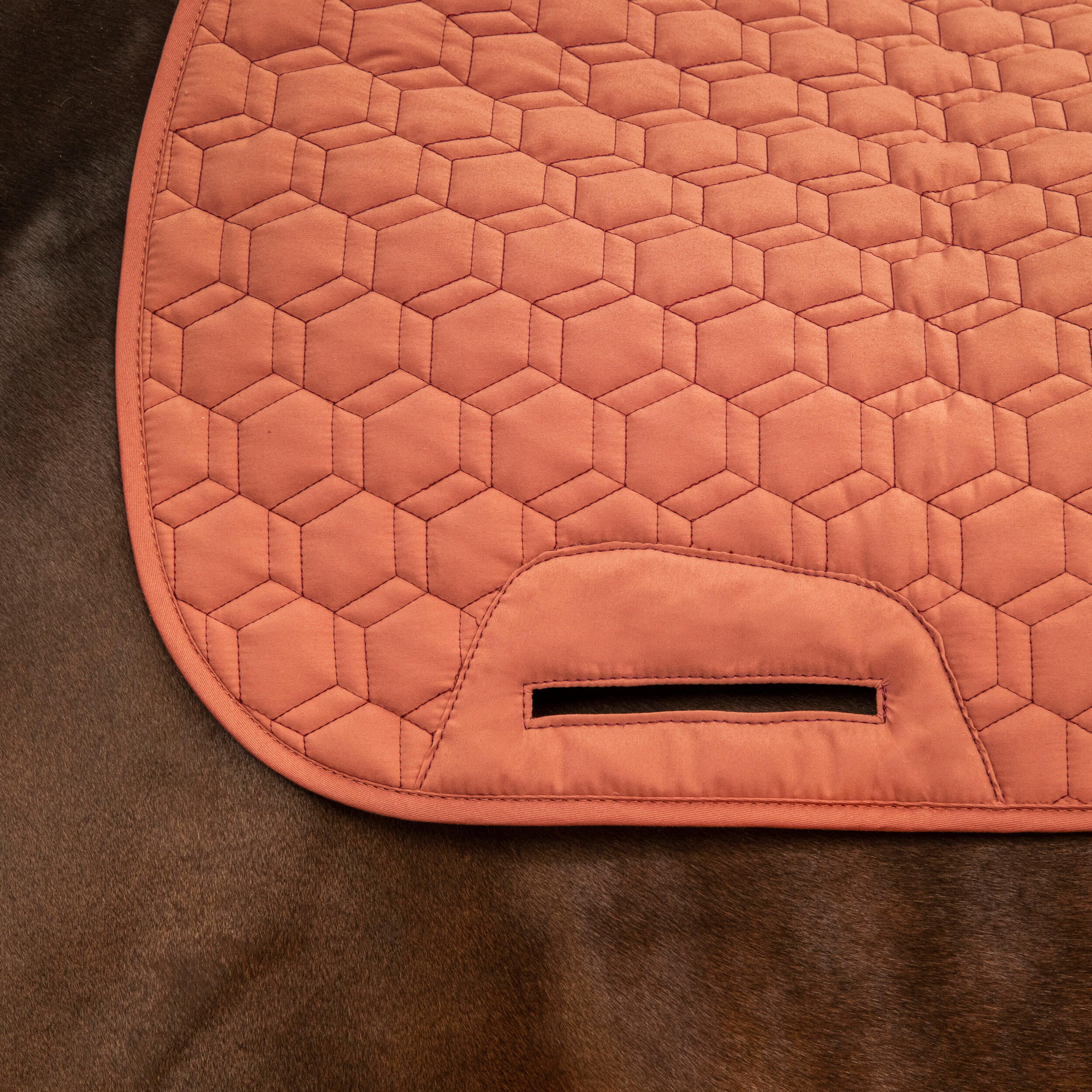 Pad para caballo de equitación reversible  -Fouganza 500 rojo/terracota 8/9
