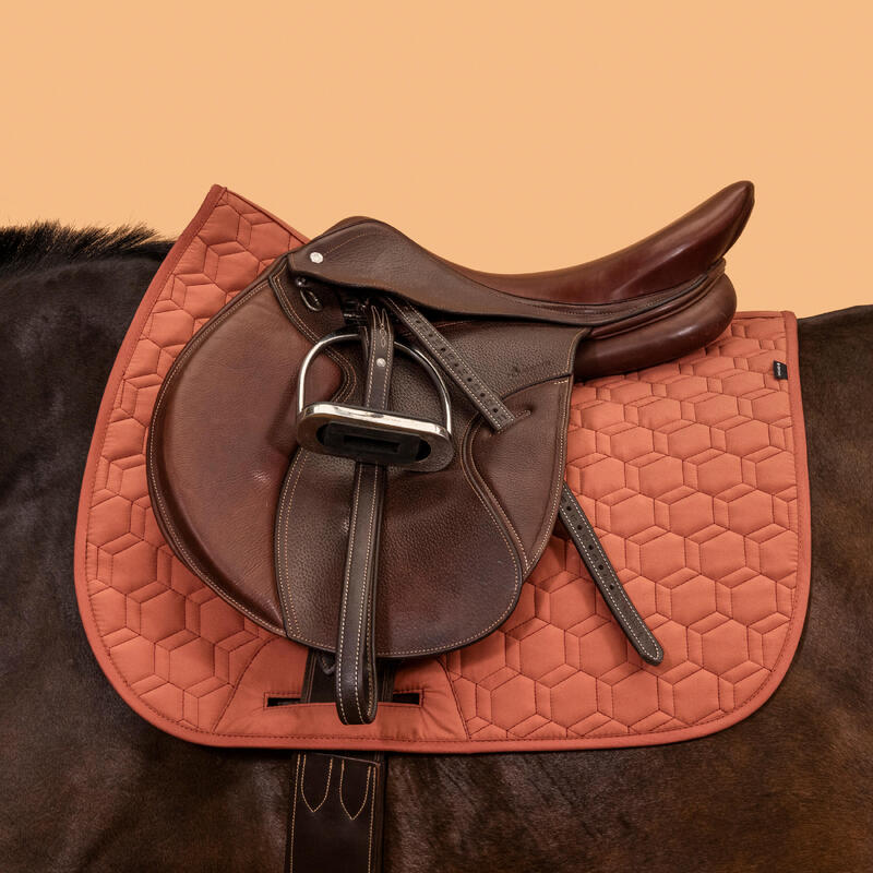 Mantilla Silla Equitación Caballo/Poni 500 Burdeos Terracota Reversible