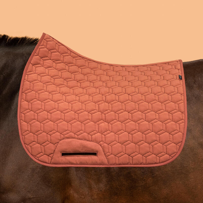 Tapis de selle équitation réversible Cheval et Poney - 500 terracotta / bordeaux