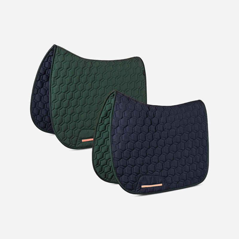 Reversible Horse and Pony Saddle Cloth 500 - Navy/Green