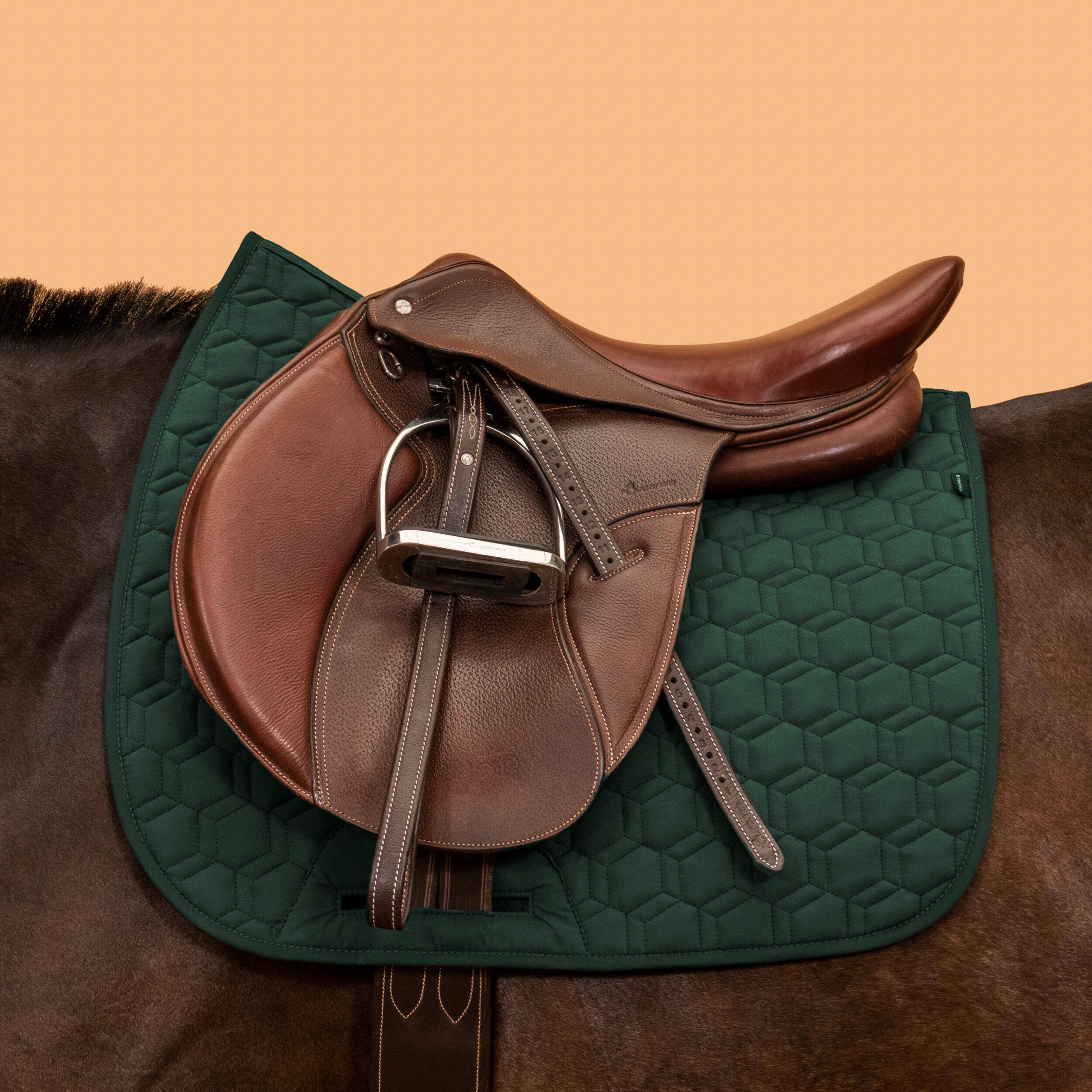 Horse Riding Reversible Saddle Cloth For Horse and Pony 500 - Navy/Green -  3