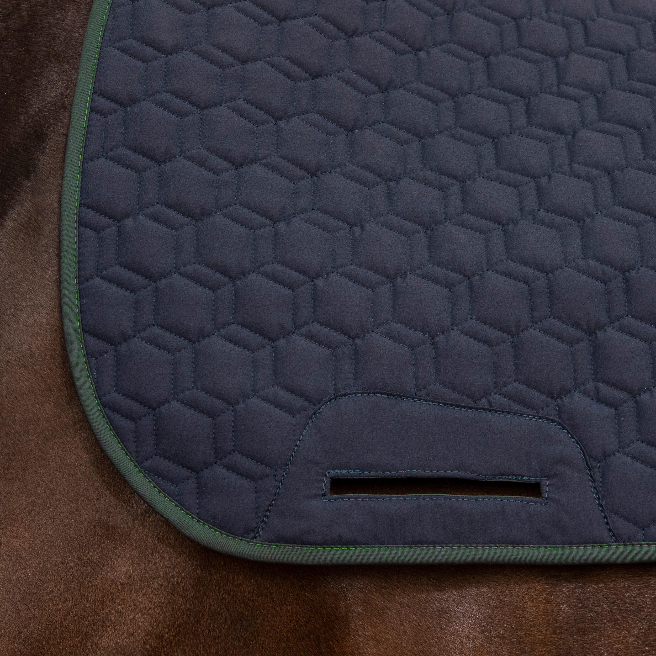 Tapis de selle équitation réversible Cheval et Poney - 500 marine / vert 8/9