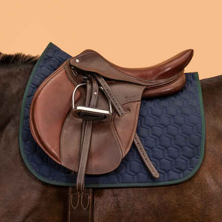 Horse Riding Reversible Saddle Cloth For Horse and Pony 500 - Navy/Green