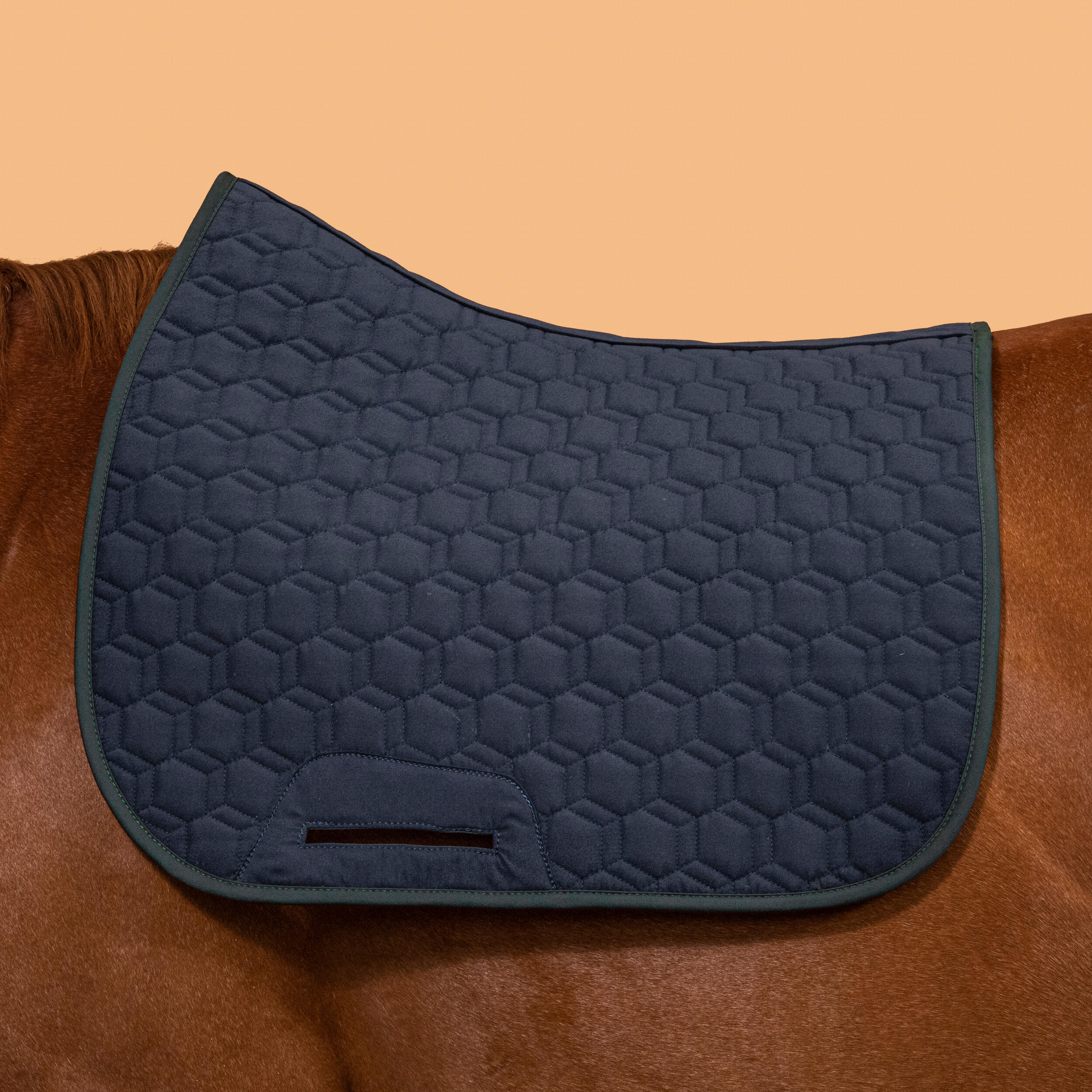 Horse Riding Reversible Saddle Cloth For Horse and Pony 500 - Navy/Green 6/9