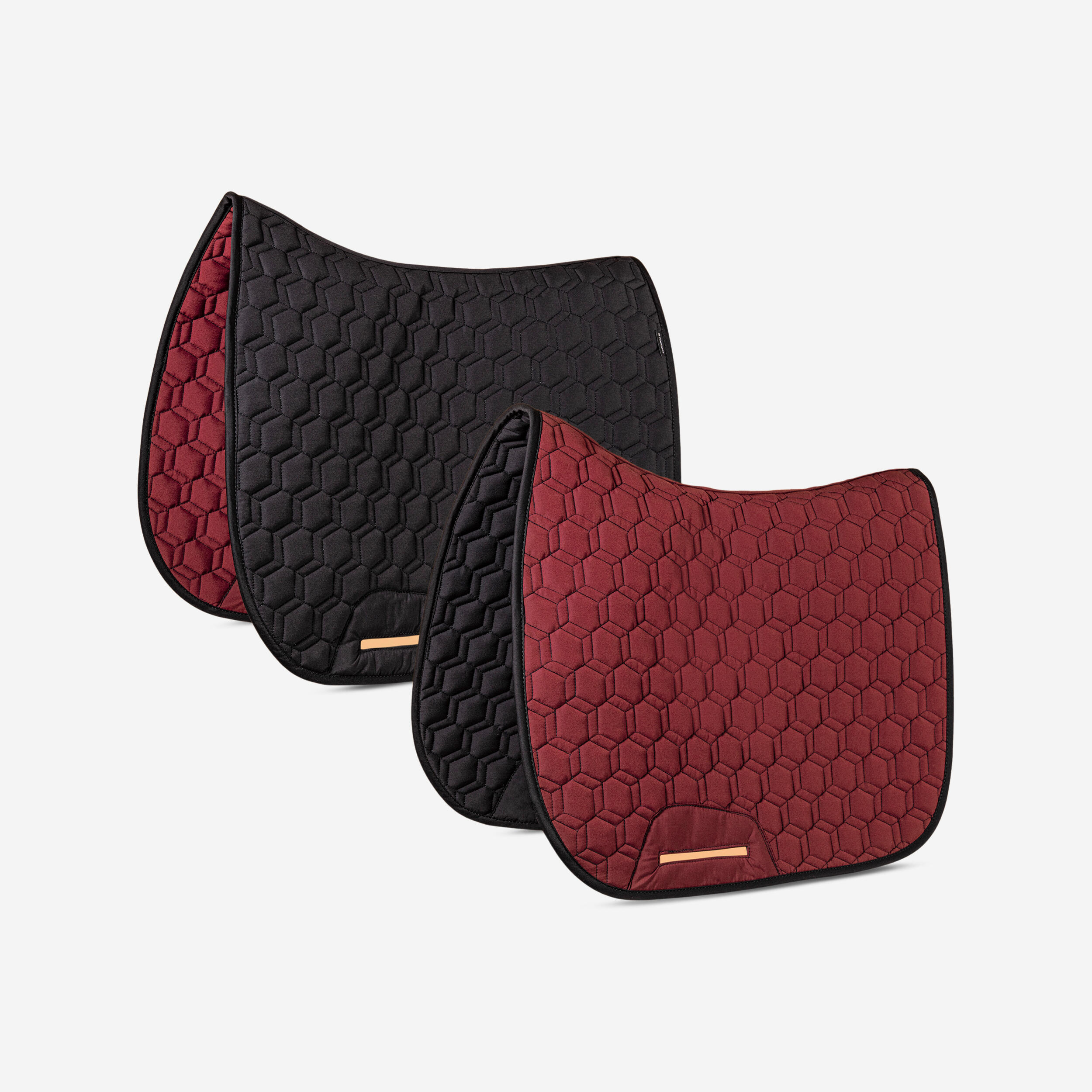 Horse Riding Reversible Saddle Cloth - 500 Black/Burgundy - FOUGANZA