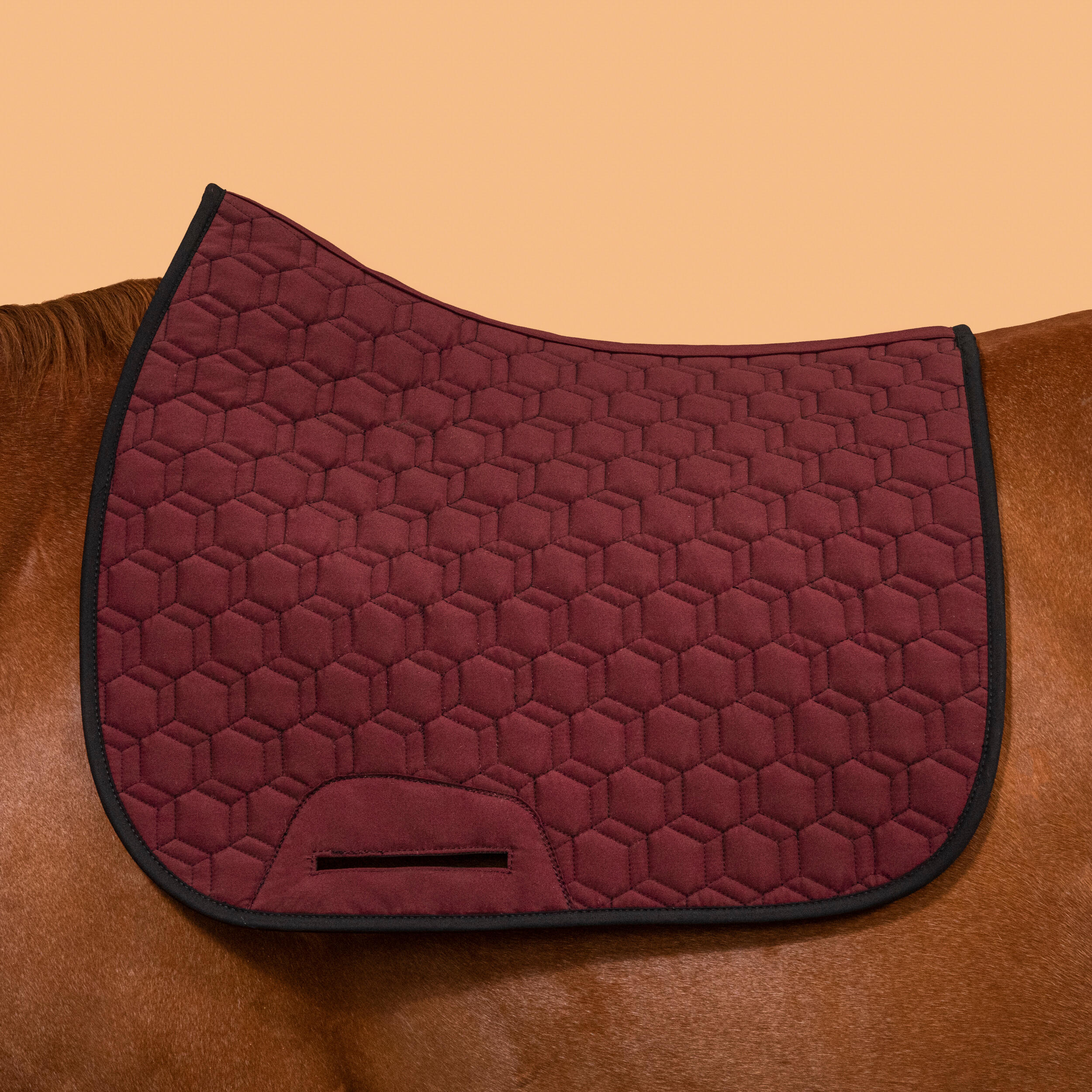 Reversible Horse Riding Saddle Cloth for Horse and Pony 500 - Black/Burgundy 6/9