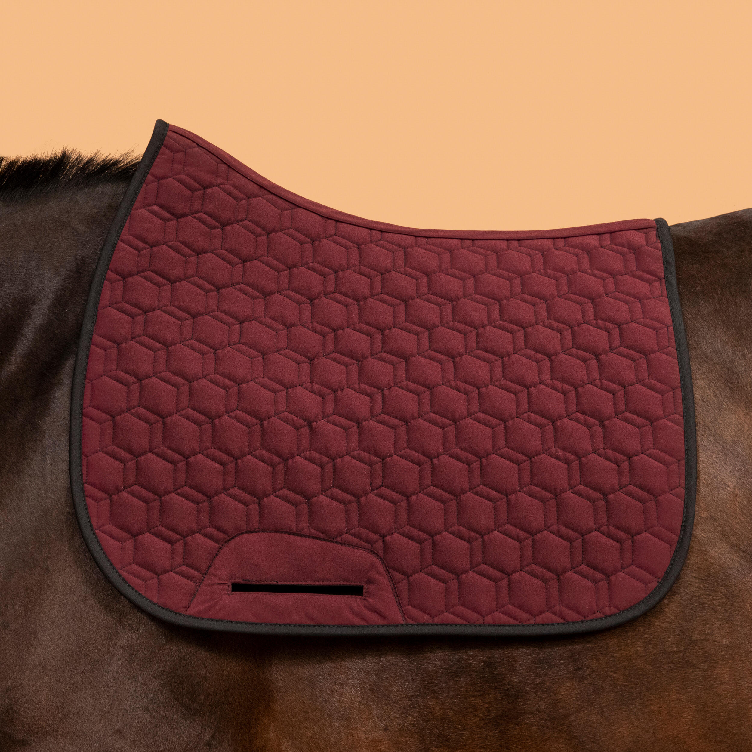 Reversible Horse Riding Saddle Cloth for Horse and Pony 500 - Black/Burgundy 4/9