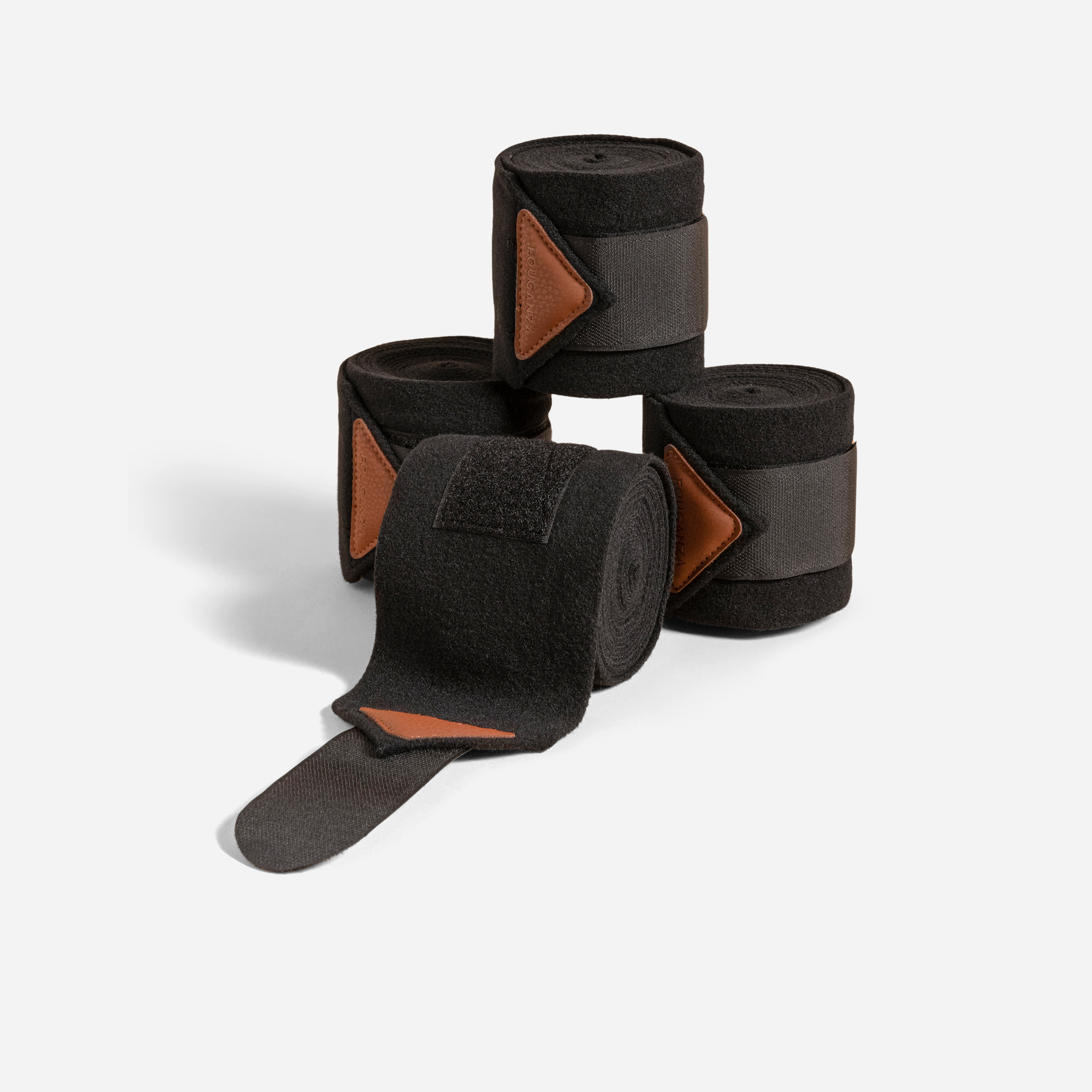 Bandes de polo équitation cheval et poney - noires x4 - Equitation - Fouganza- Clubs - Entreprises - Collectivités - Associations