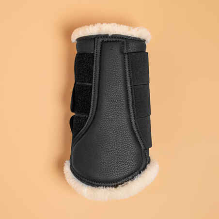 Dressage Mare Synthetic Sheepskin Closed Gaiters - Black