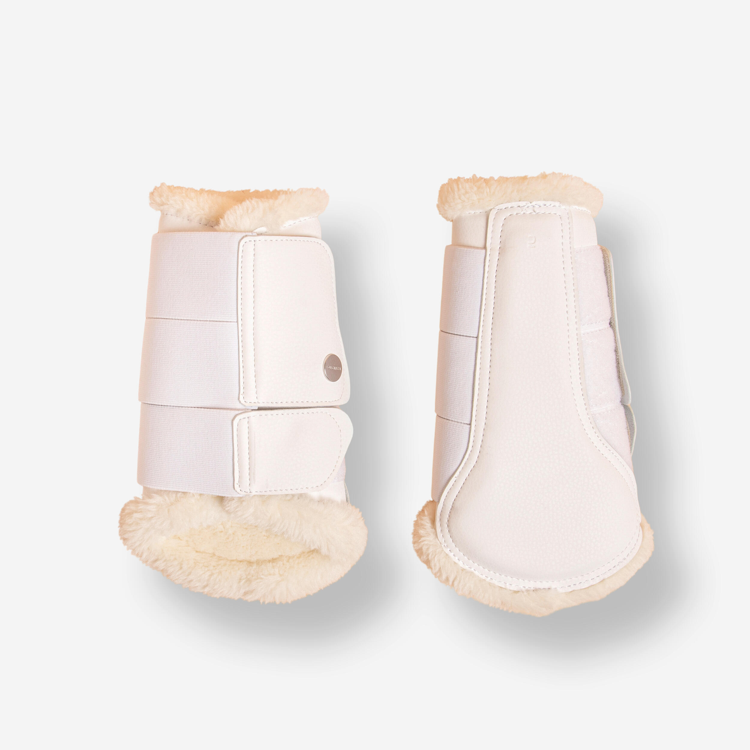 Dressage horse gaiters closed synthetic sheepskin Horse - 500 white x2