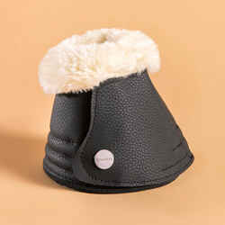 Horse and Pony Set of 2 Synthetic Sheepskin Open Dressage Boots 500 - Black