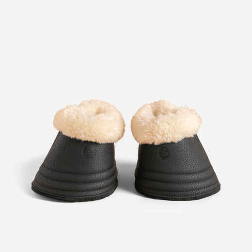 
      Horse and Pony Set of 2 Synthetic Sheepskin Open Dressage Overreach Boots 500
  