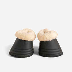 Horse and Pony Set of 2 Synthetic Sheepskin Open Dressage Boots 500 - Black