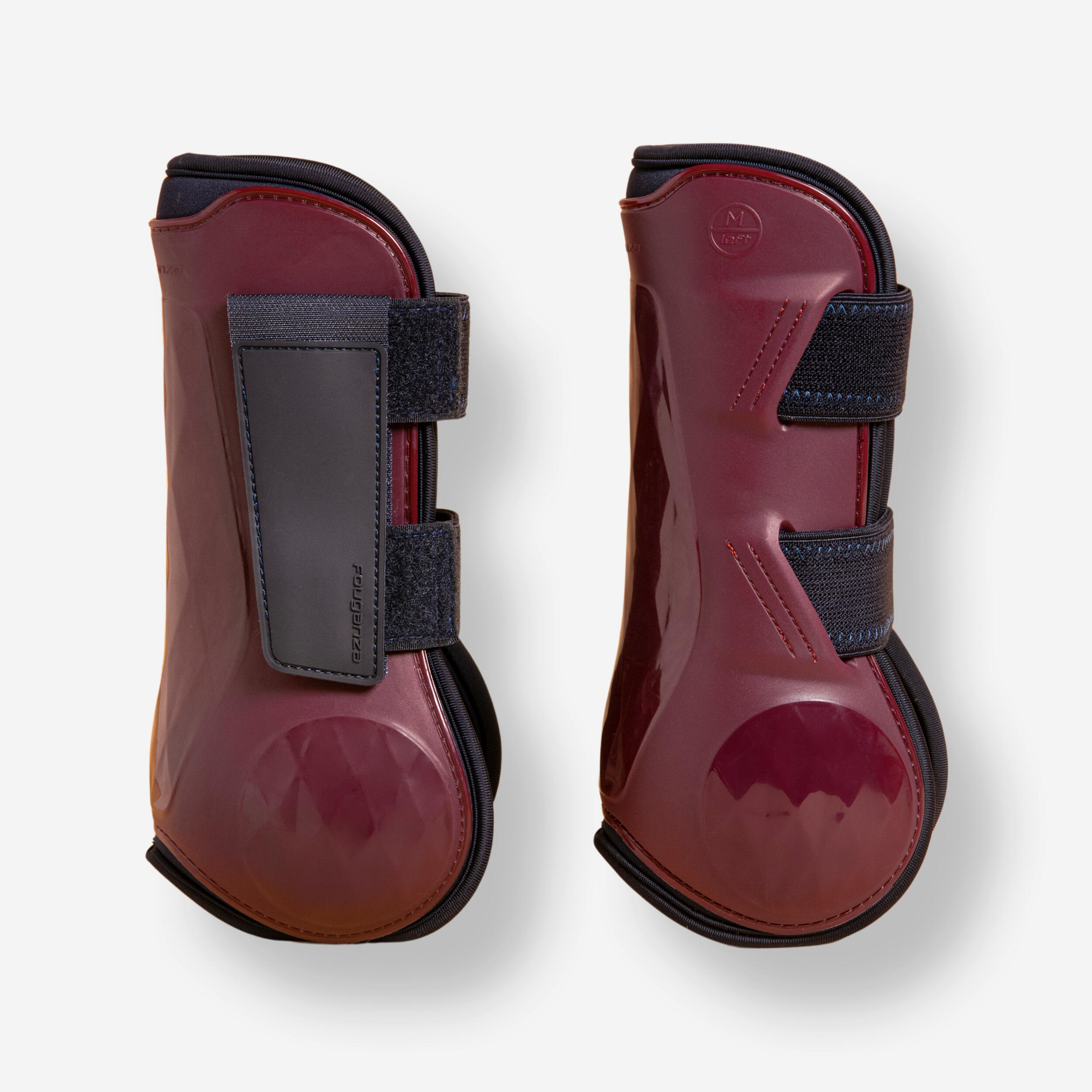 FOUGANZA Horse Riding Open Tendon Boots for Horse & Pony 500 Jump - Burgundy Twin-Pack